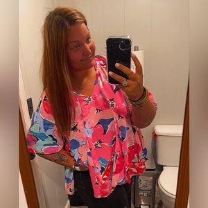 hot pink floral top